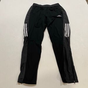Adidas Running Primegreen Track Pants Men’s Medium Black 3-Stripe Zip Ankle